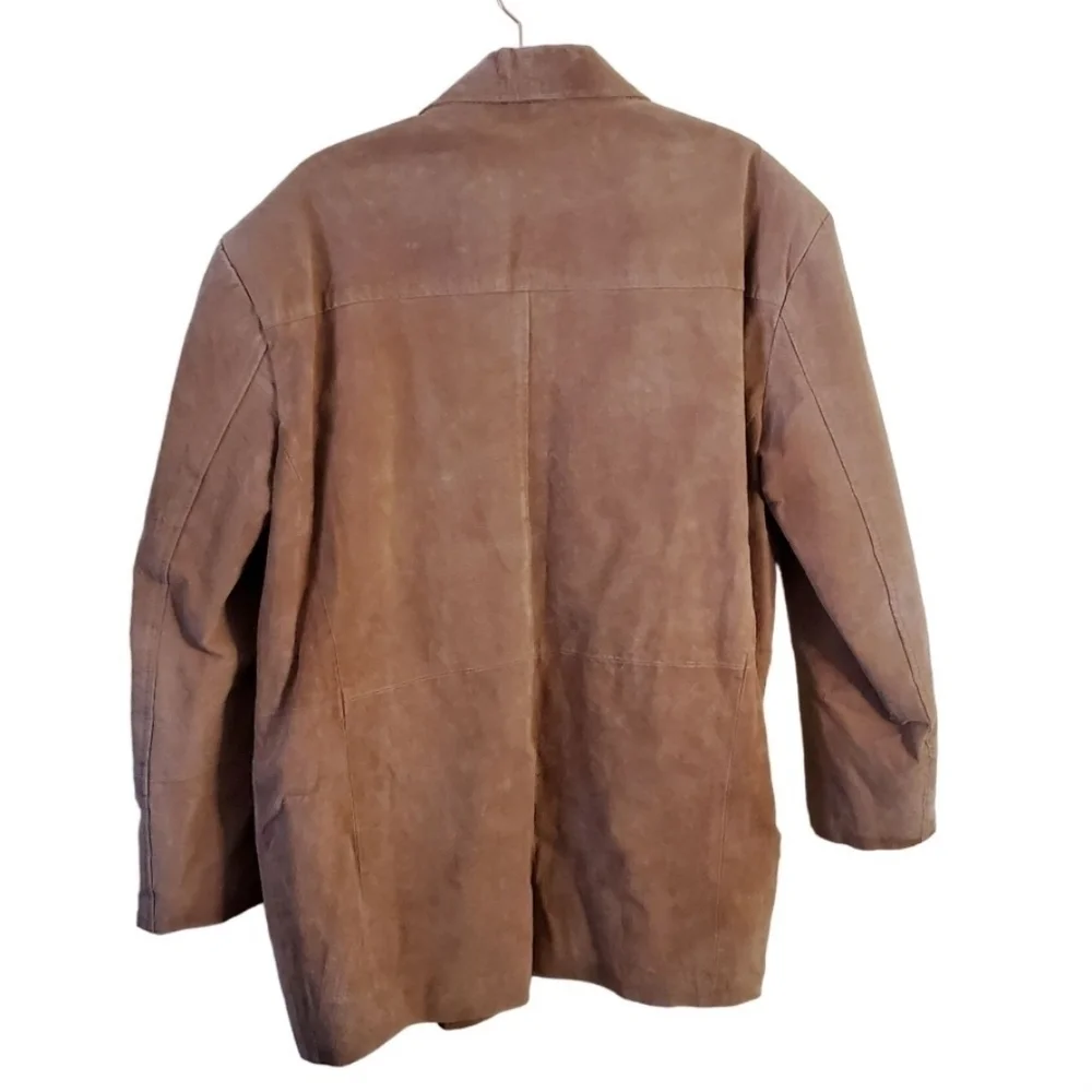 Caribou Creek Genuine Leather/Suede Chore Coat Button Front Pockets Size M